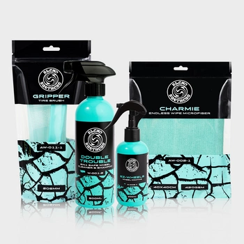 Zestaw EZ-WHEELS Wheel Coating 200ml + DOUBLE TROUBLE 2in1 Safe Wheel Cleaner & Wheel Shampoo 500ml + GRIPPER 1szt. + CHARMIE 1szt.